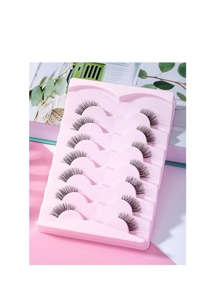 GlamKit Half Lashes With Clear Band Cat-Eye Eyelashes Fluffy Wispy False Eyelashes Natural Look Handmade Soft Diy Cluster Lashes Pack 7 Pairs - Image 3